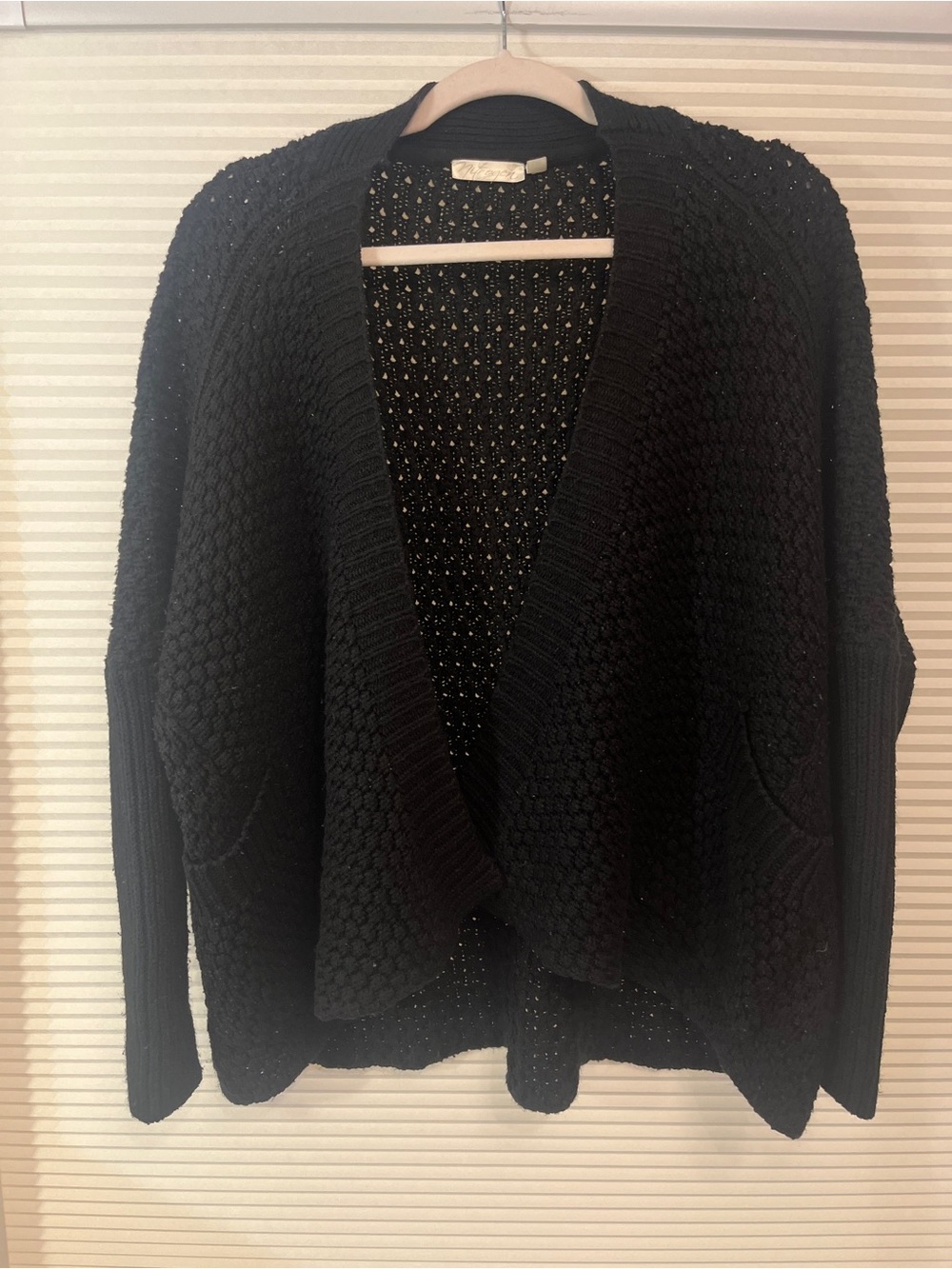 Nitrogen Black Chunky Open-Front Cardigan with Pockets